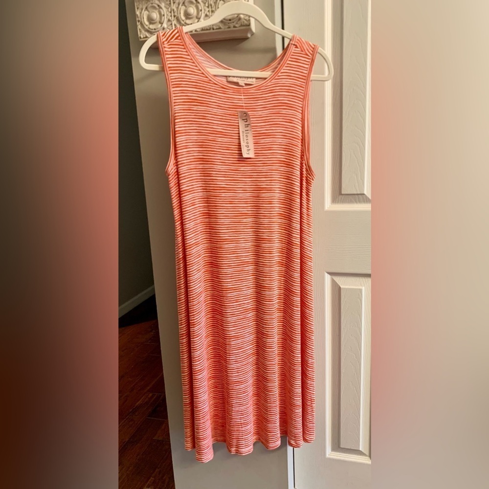 Philosophy Orange and White Striped Midi Dress NWT - XL